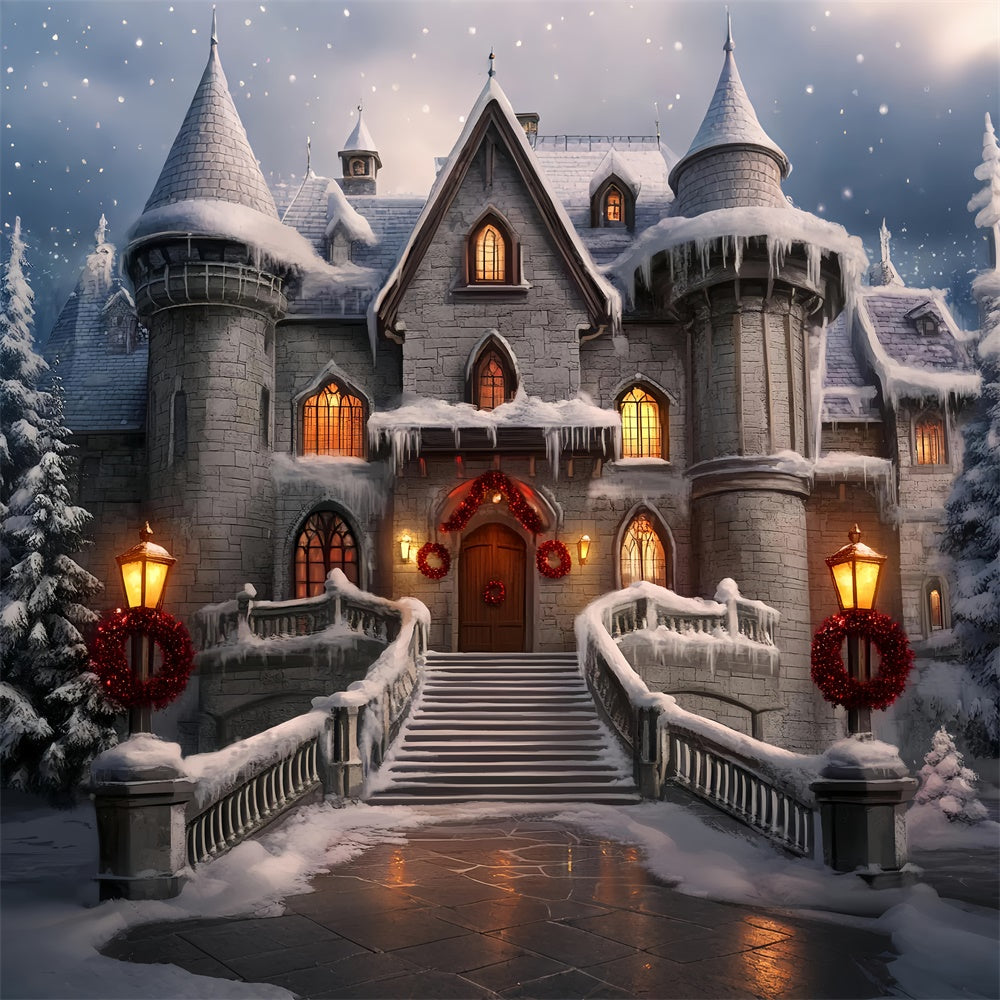 Christmas Photography Backdrops Red Wreath Fortress Backdrop UK BRP57-116