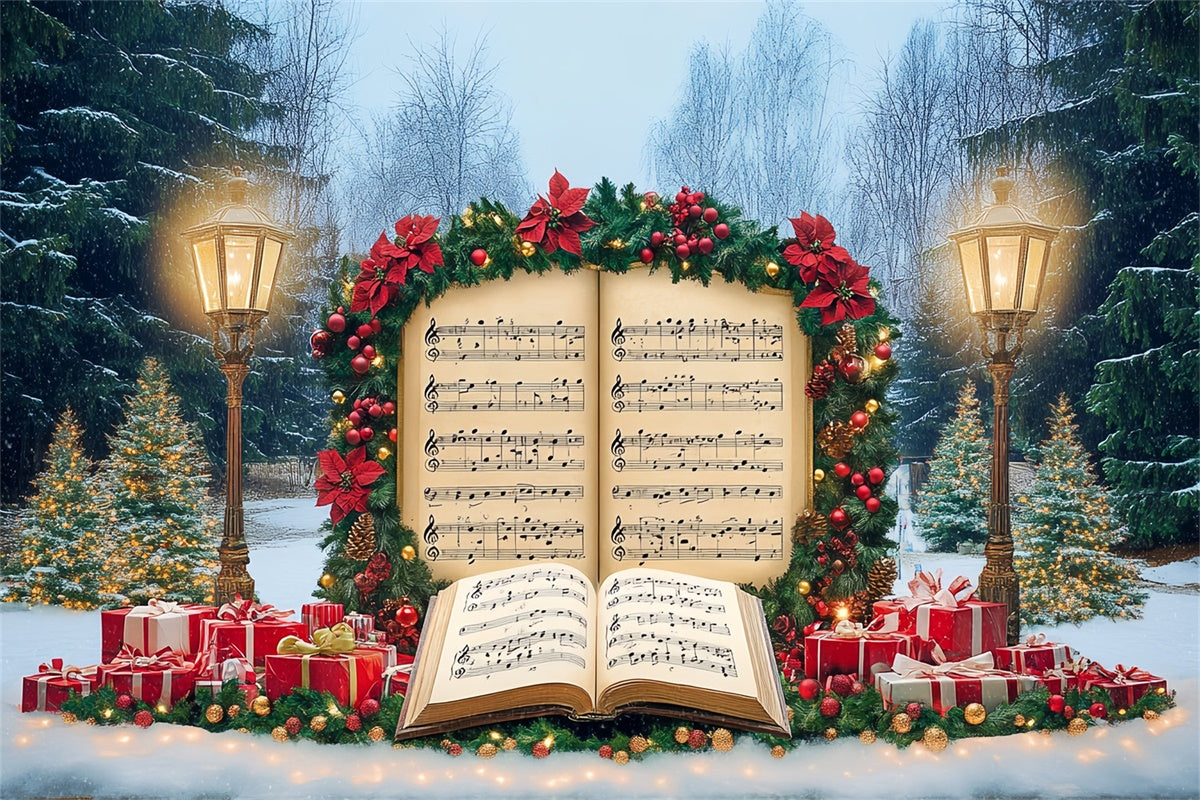 Christmas Photo Backdrops Festive Music Notes Backdrop UK BRP57-121