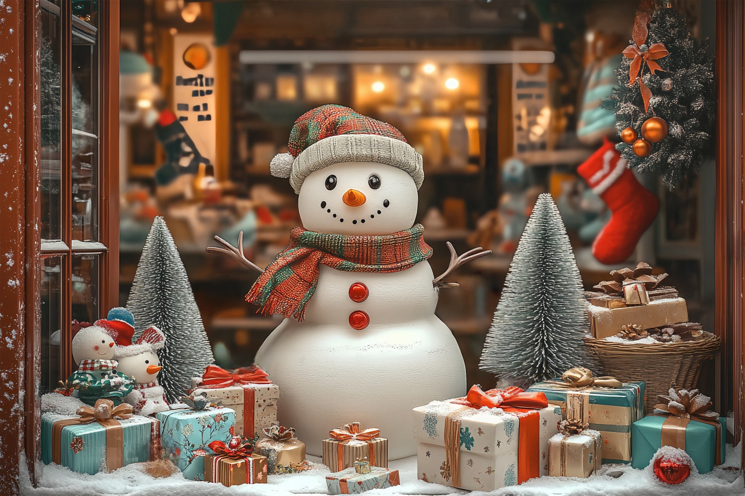 Christmas Photo Backdrop Cozy Snowman Welcome Backdrop UK BRP57-156