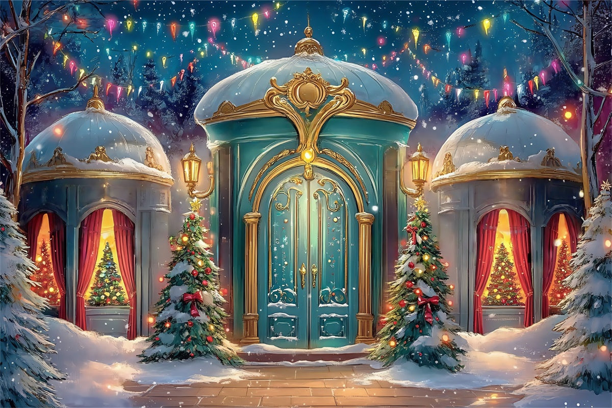Christmas Backdrops Sale Holiday Palace Entrance Backdrop UK BRP57-157
