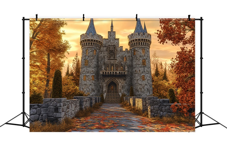 Castle Backdrops Maple Castle Path Autumn Backdrop UK BRP57-164