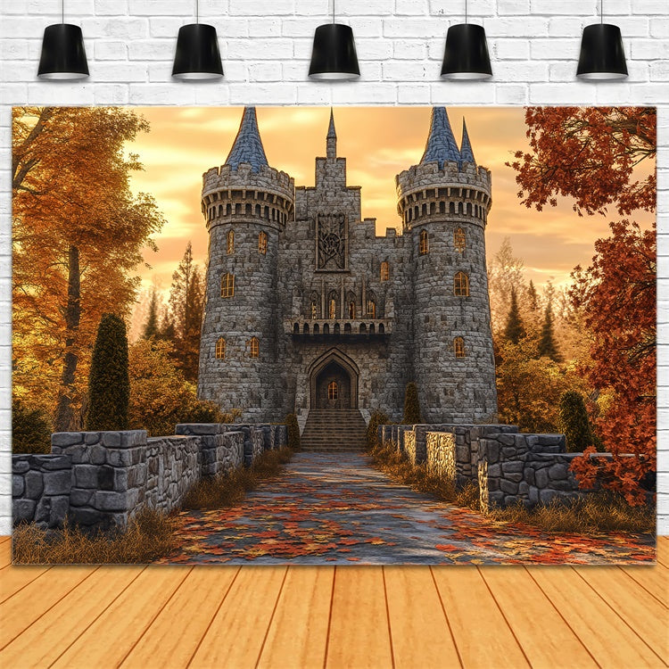 Castle Backdrops Maple Castle Path Autumn Backdrop UK BRP57-164