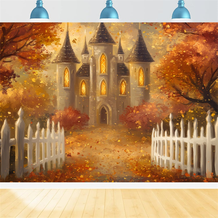 Fall Backdrop Golden Glow Dream Castle Photo Backdrop UK BRP57-167
