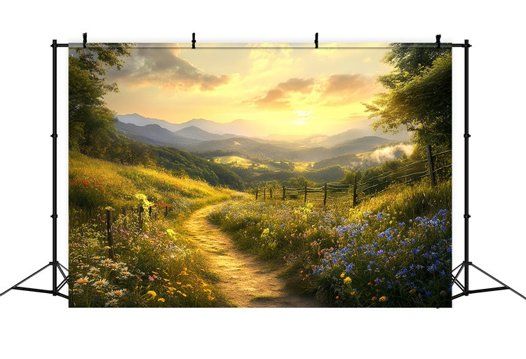 Sunset Backdrop Peaceful Meadow Path Autumn Backdrops UK BRP57-169