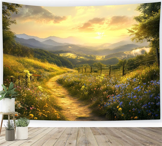 Sunset Backdrop Peaceful Meadow Path Autumn Backdrops UK BRP57-169