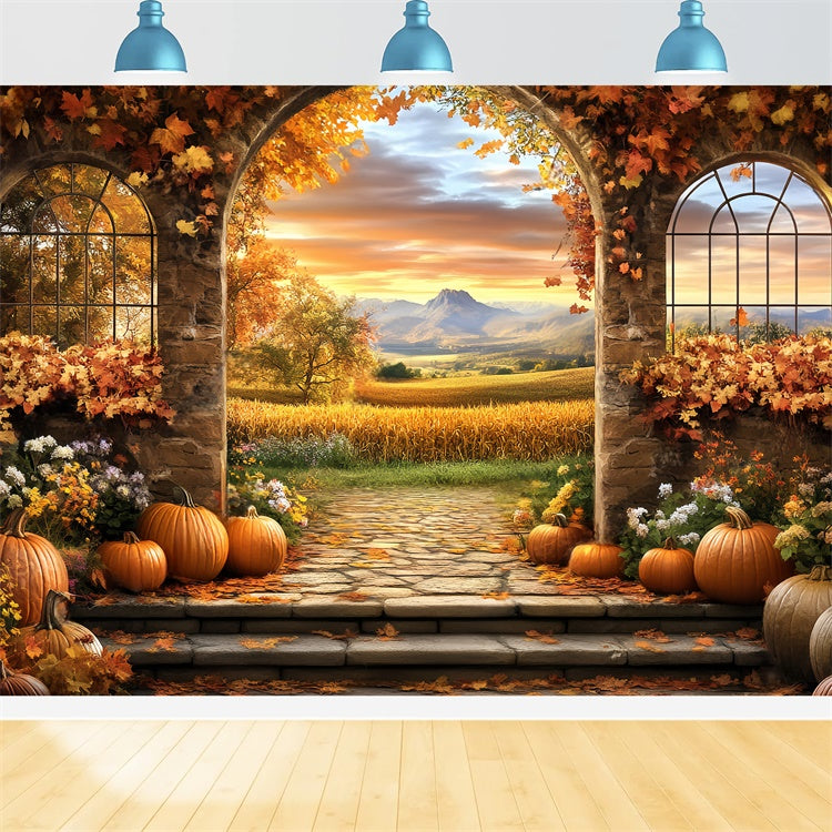 Fall Photoshoot Backdrop Harvest Archway Sunset Backdrop UK BRP57-171