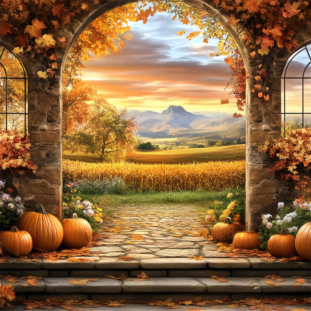 Fall Photoshoot Backdrop Harvest Archway Sunset Backdrop UK BRP57-171