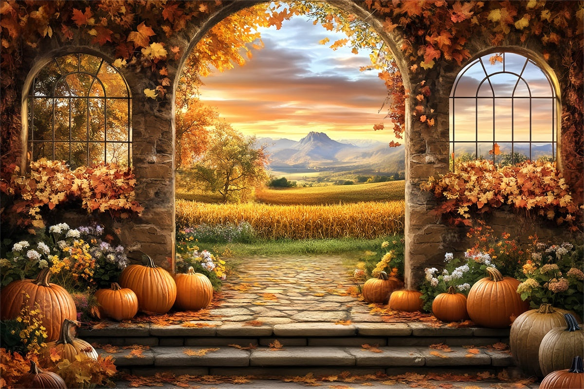 Fall Photoshoot Backdrop Harvest Archway Sunset Backdrop UK BRP57-171
