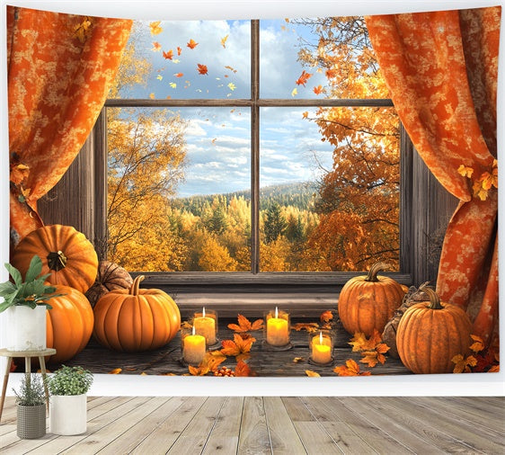 Autumn Photo Backdrop Rustic Windowed Harvest Backdrop UK BRP57-173