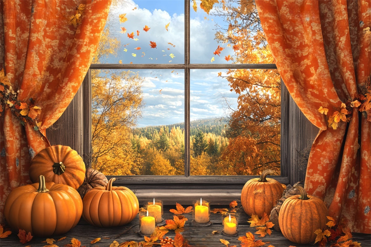 Autumn Photo Backdrop Rustic Windowed Harvest Backdrop UK BRP57-173