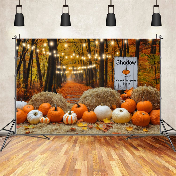 Fall Photo Backdrop Lantern Pumpkin Forest Backdrop UK BRP57-178