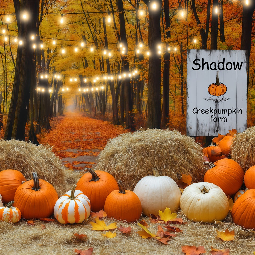Fall Photo Backdrop Lantern Pumpkin Forest Backdrop UK BRP57-178