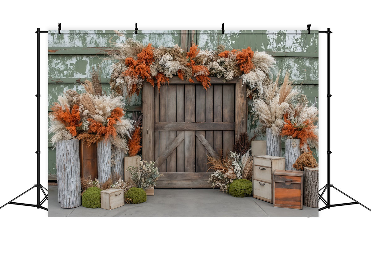 Autumn Backdrops Dried Floral Rustic Barn Backdrop UK BRP57-179