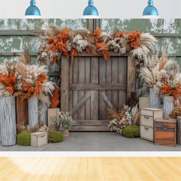 Autumn Backdrops Dried Floral Rustic Barn Backdrop UK BRP57-179