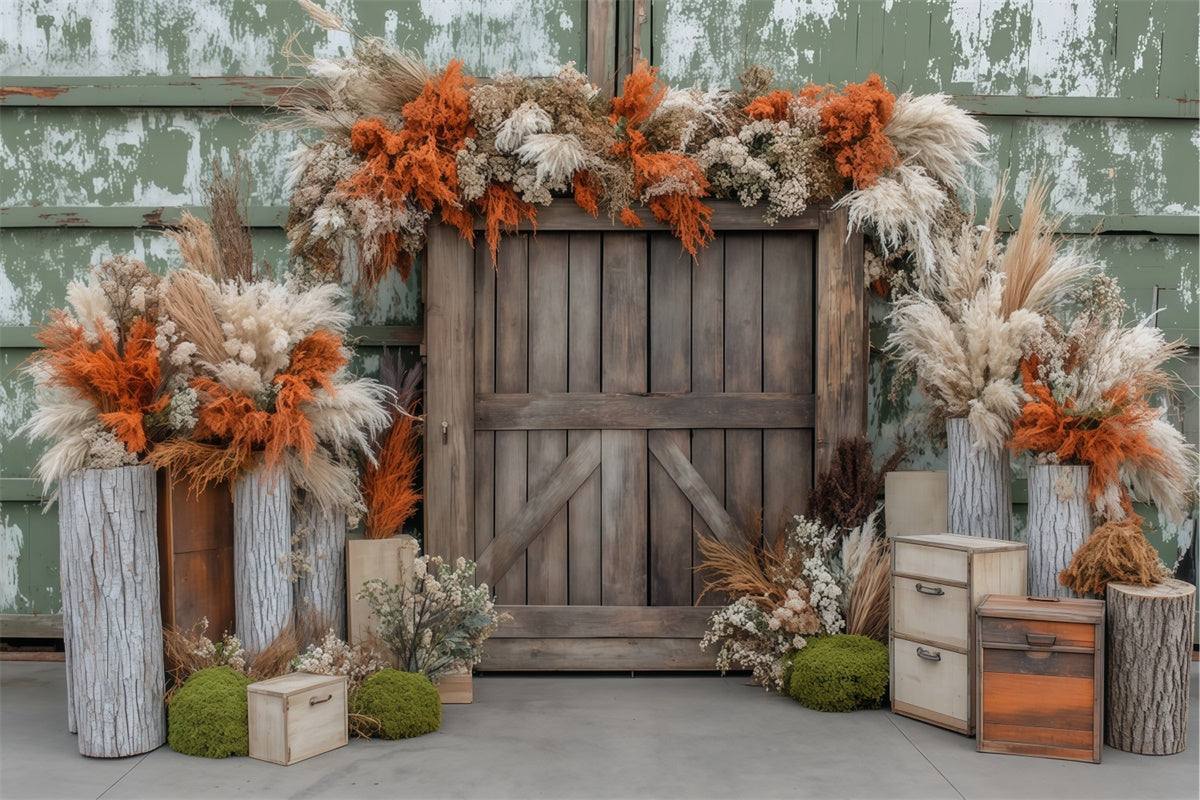 Autumn Backdrops Dried Floral Rustic Barn Backdrop UK BRP57-179