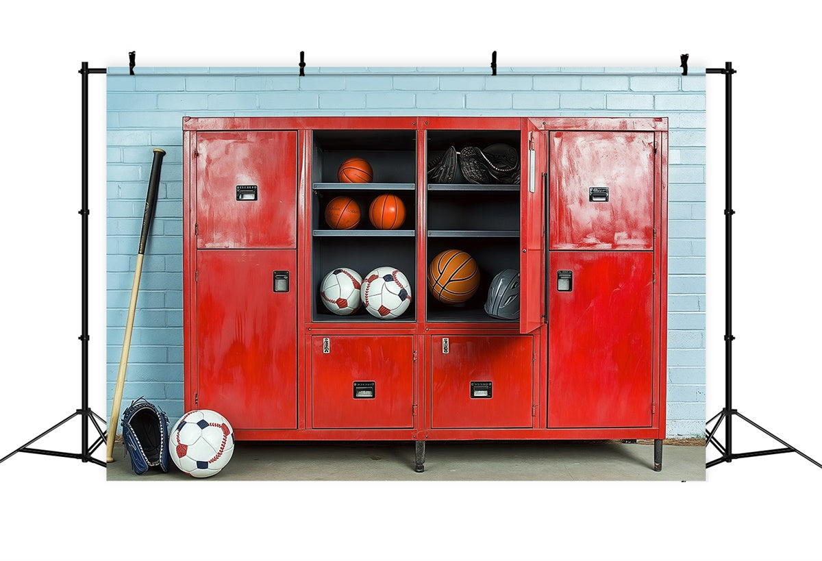 School Picture Backdrop Athletic Gear Storage Backdrop UK BRP57-18