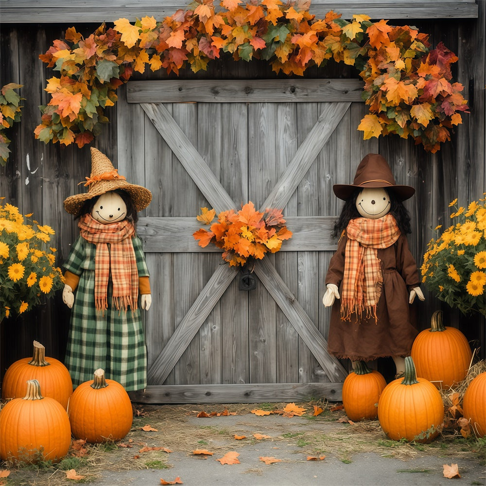 Barn Backdrops Pumpkin Patch Scarecrow Autumn Backdrop UK BRP57-180