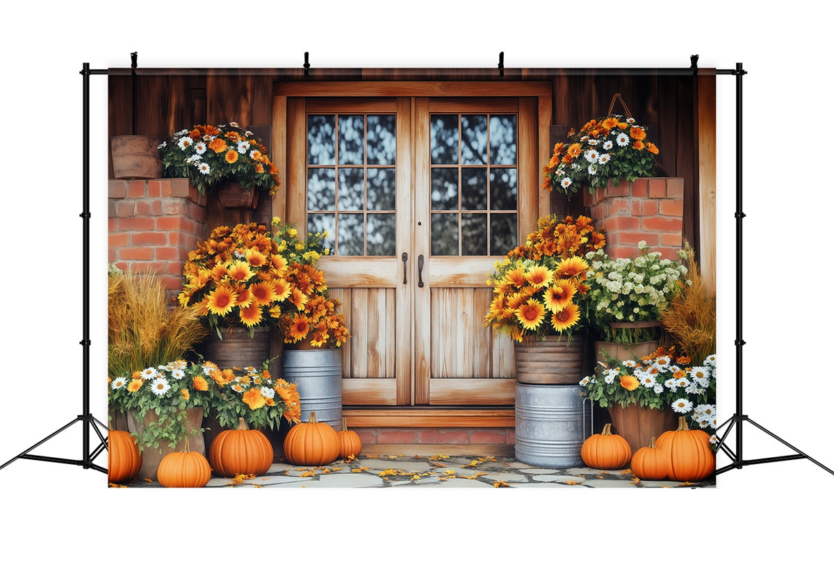 Fall Photography Backdrops Rustic Porch Bloom Backdrop UK BRP57-183