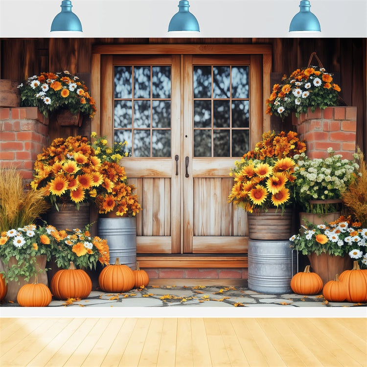 Fall Photography Backdrops Rustic Porch Bloom Backdrop UK BRP57-183