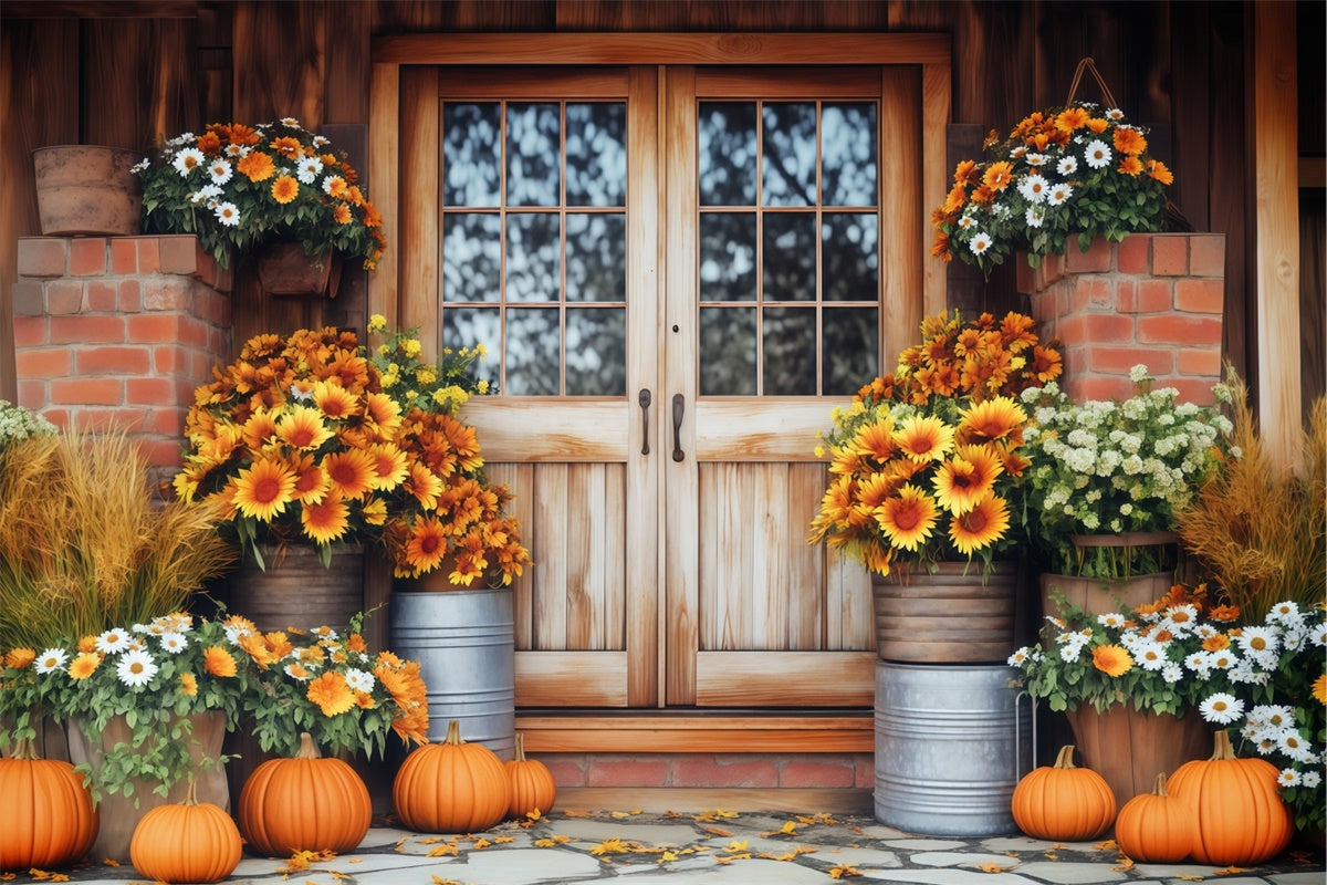 Fall Photography Backdrops Rustic Porch Bloom Backdrop UK BRP57-183