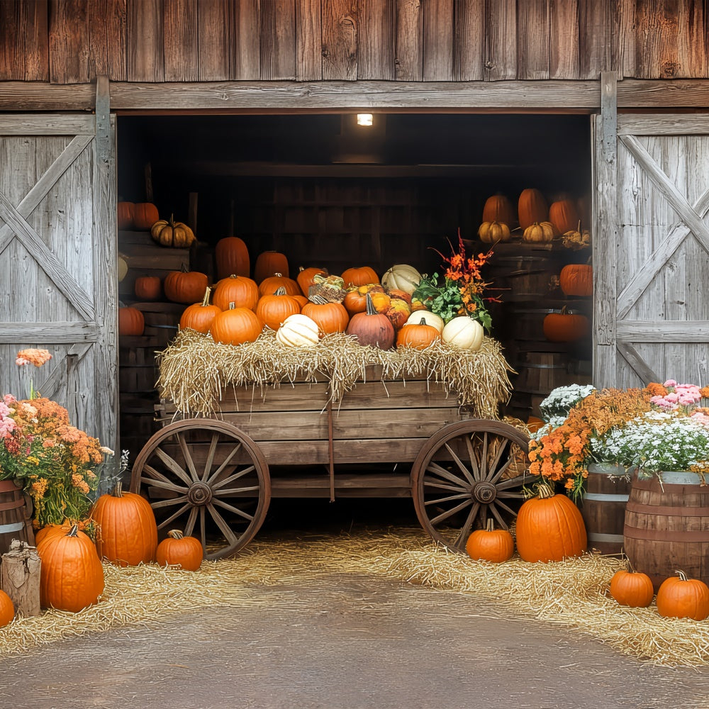 Fall Photoshoot Backdrop Pumpkin Wagon Barn Backdrop UK BRP57-184