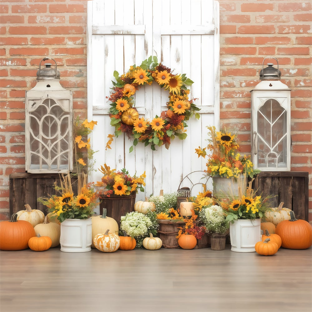Autumn Photo Backdrop Brick Wall Fall Decor Backdrop UK BRP57-189