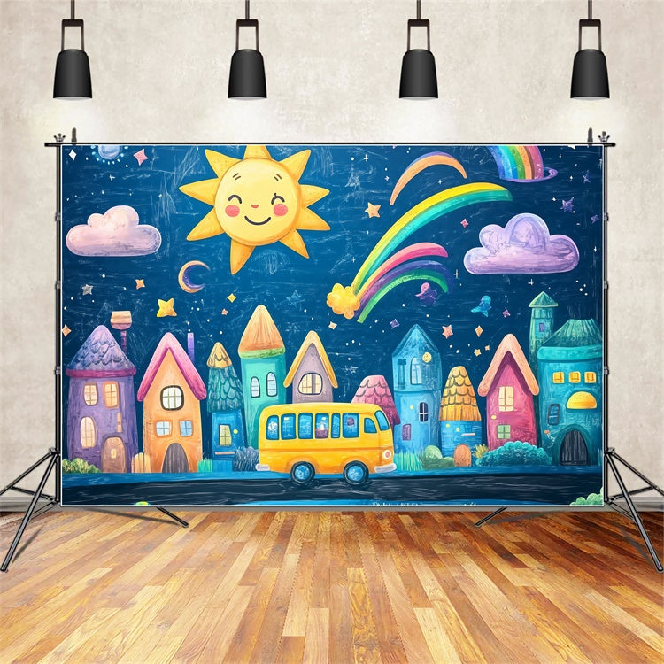 Back To School Backdrops Fantasy Town Welcome Backdrop UK BRP57-19