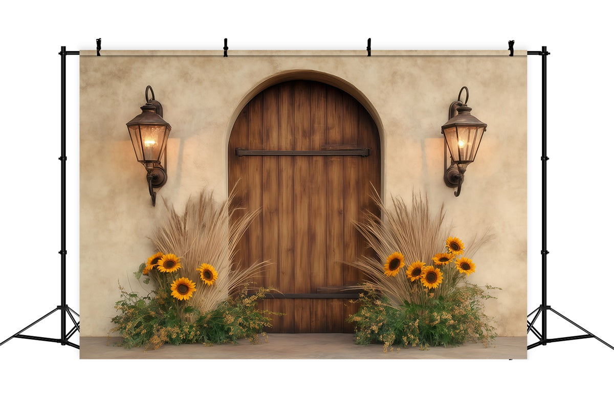 Fall Photoshoot Backdrop Sunflower Lantern Porch Backdrop UK BRP57-196