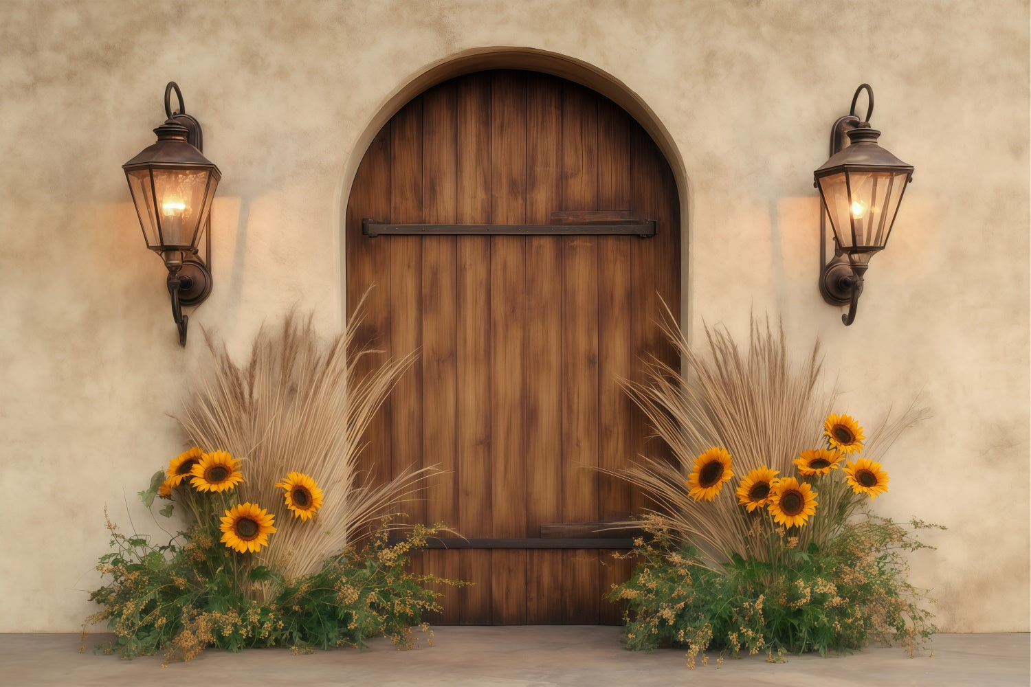 Fall Photoshoot Backdrop Sunflower Lantern Porch Backdrop UK BRP57-196