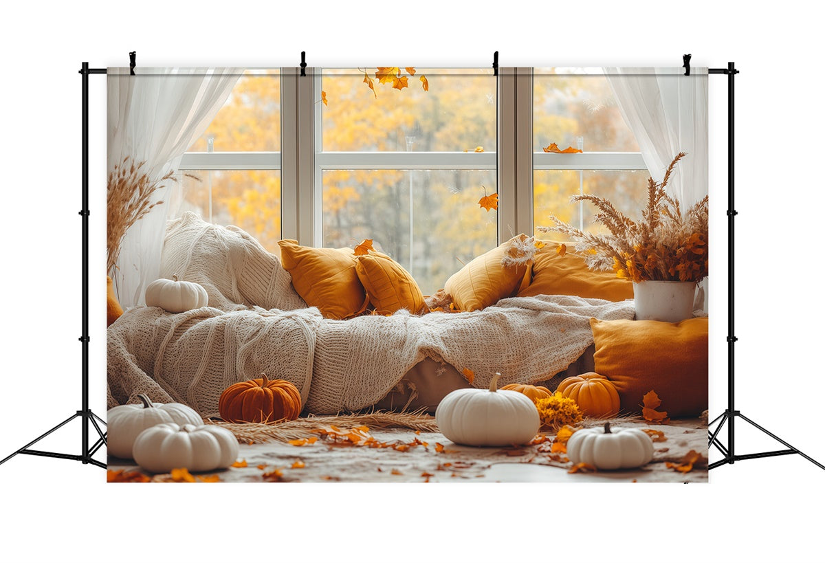 Fall Photography Backdrops Warm Pillow Window Backdrop UK BRP57-199