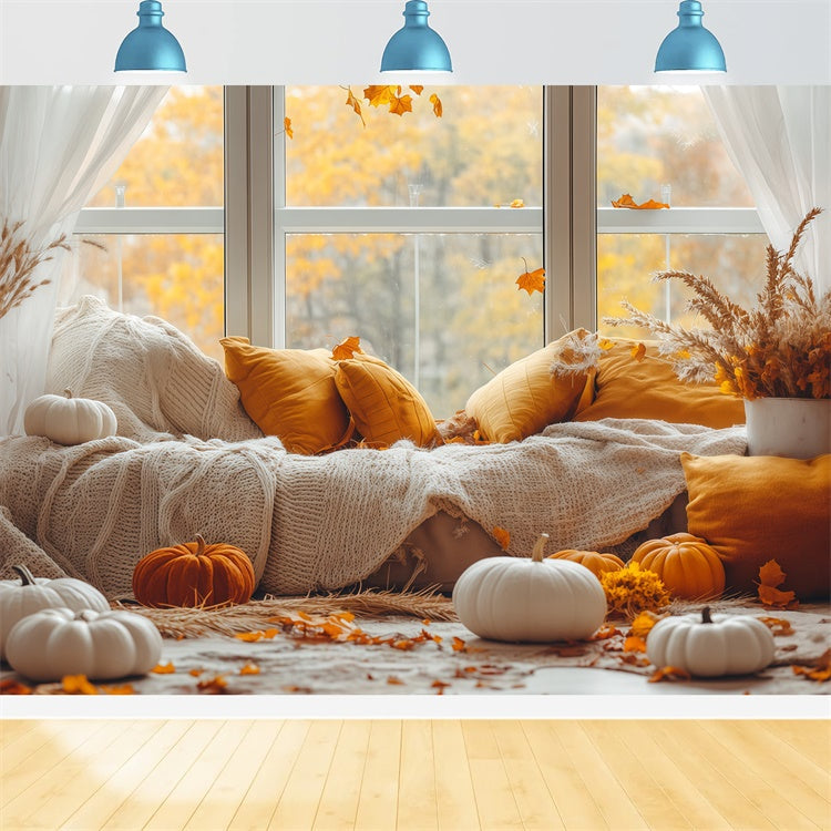 Fall Photography Backdrops Warm Pillow Window Backdrop UK BRP57-199