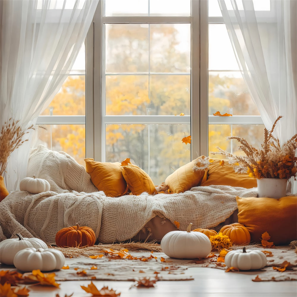 Fall Photography Backdrops Warm Pillow Window Backdrop UK BRP57-199