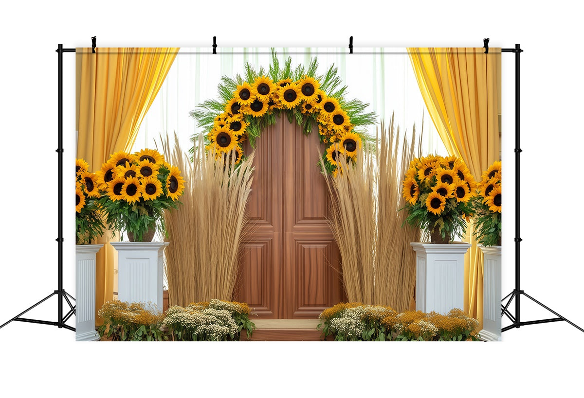Autumn Backdrop Elegant Sunflower Door Decor Backdrop UK BRP57-200