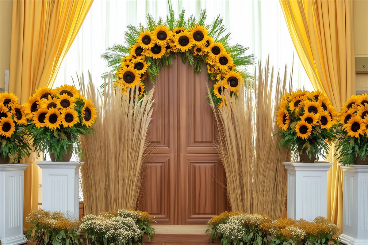 Autumn Backdrop Elegant Sunflower Door Decor Backdrop UK BRP57-200
