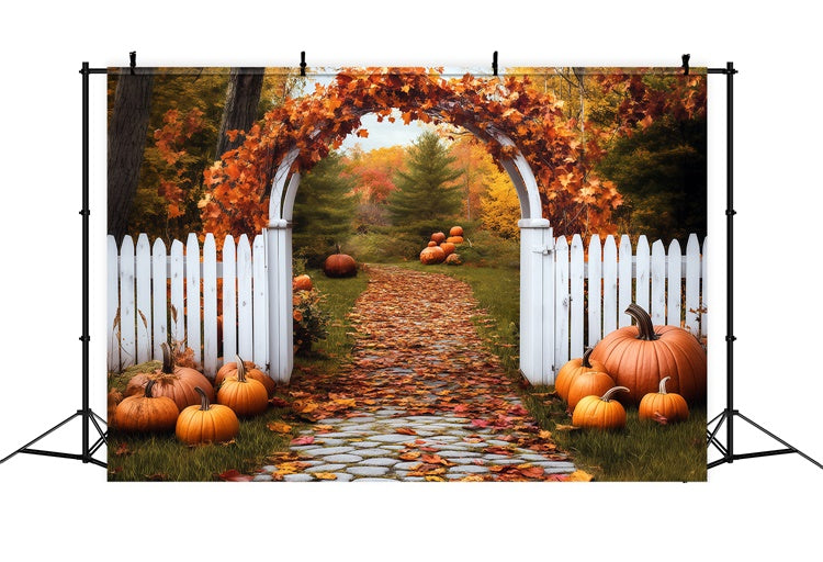 Fall Leaves Backdrop Pumpkin Arch Pathway Backdrop UK BRP57-202