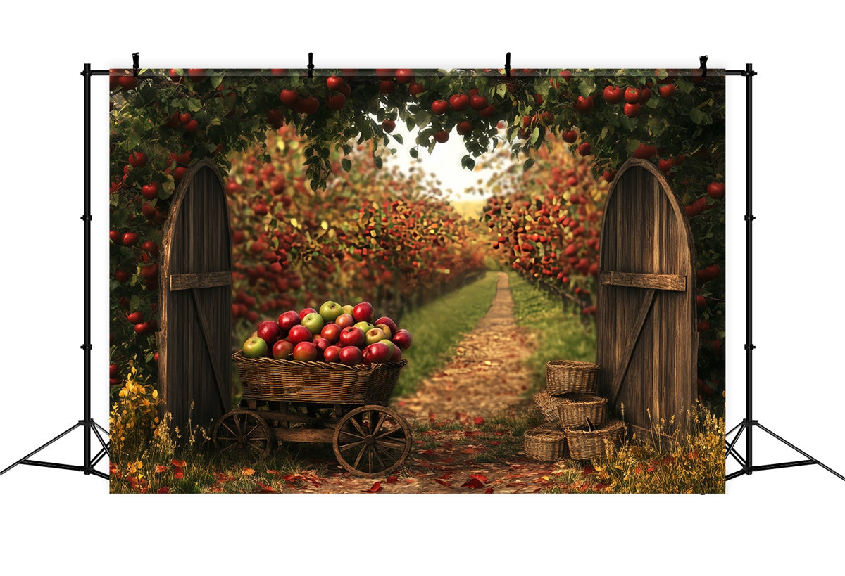 Fall Photo Backdrop Cozy Autumn Apple Grove Backdrop UK BRP57-203