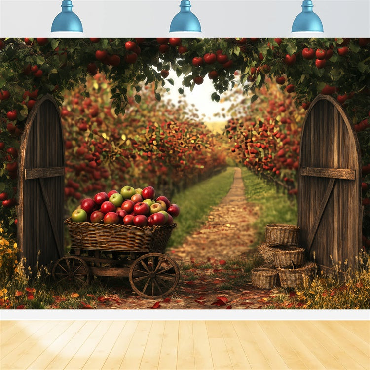 Fall Photo Backdrop Cozy Autumn Apple Grove Backdrop UK BRP57-203