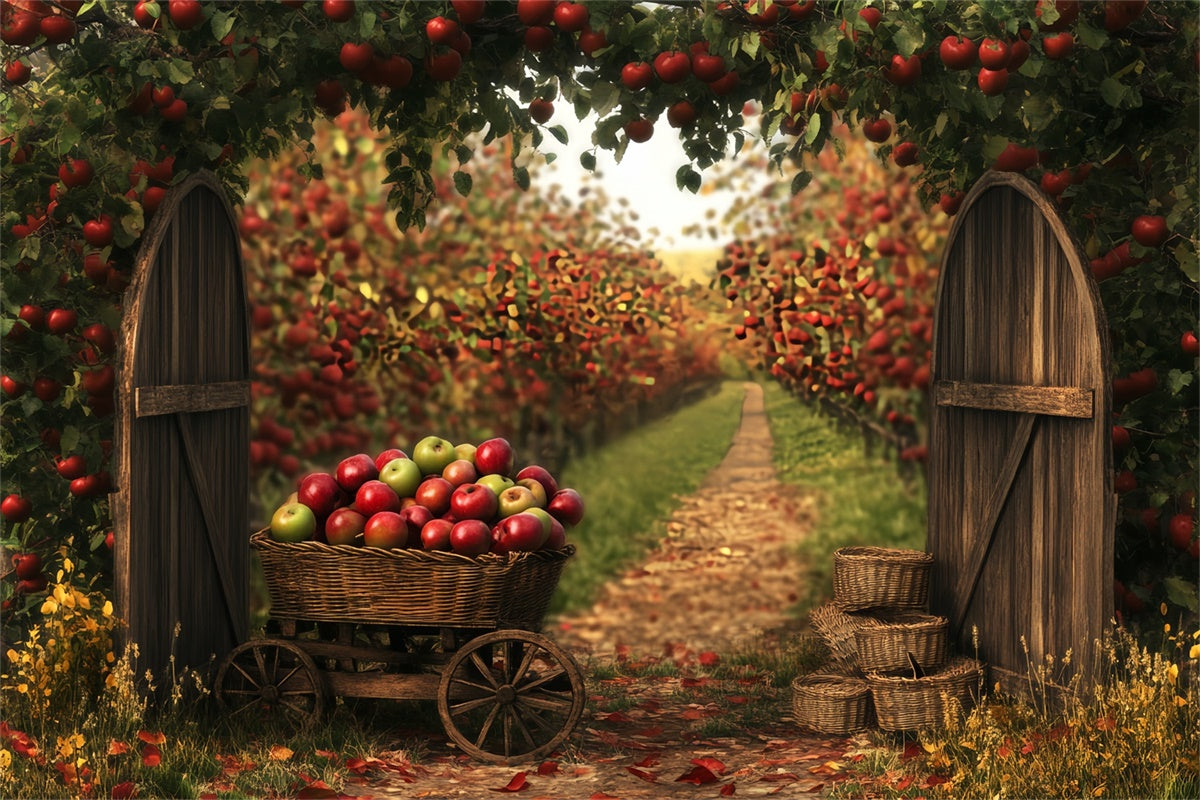 Fall Photo Backdrop Cozy Autumn Apple Grove Backdrop UK BRP57-203
