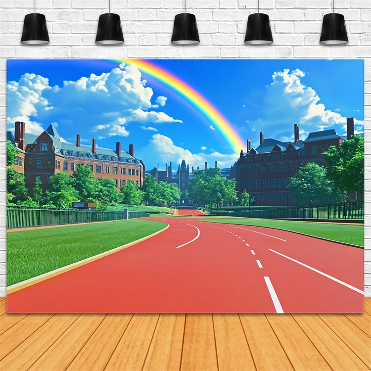School Backdrop Rainbow Campus Red Track Backdrop UK BRP57-21