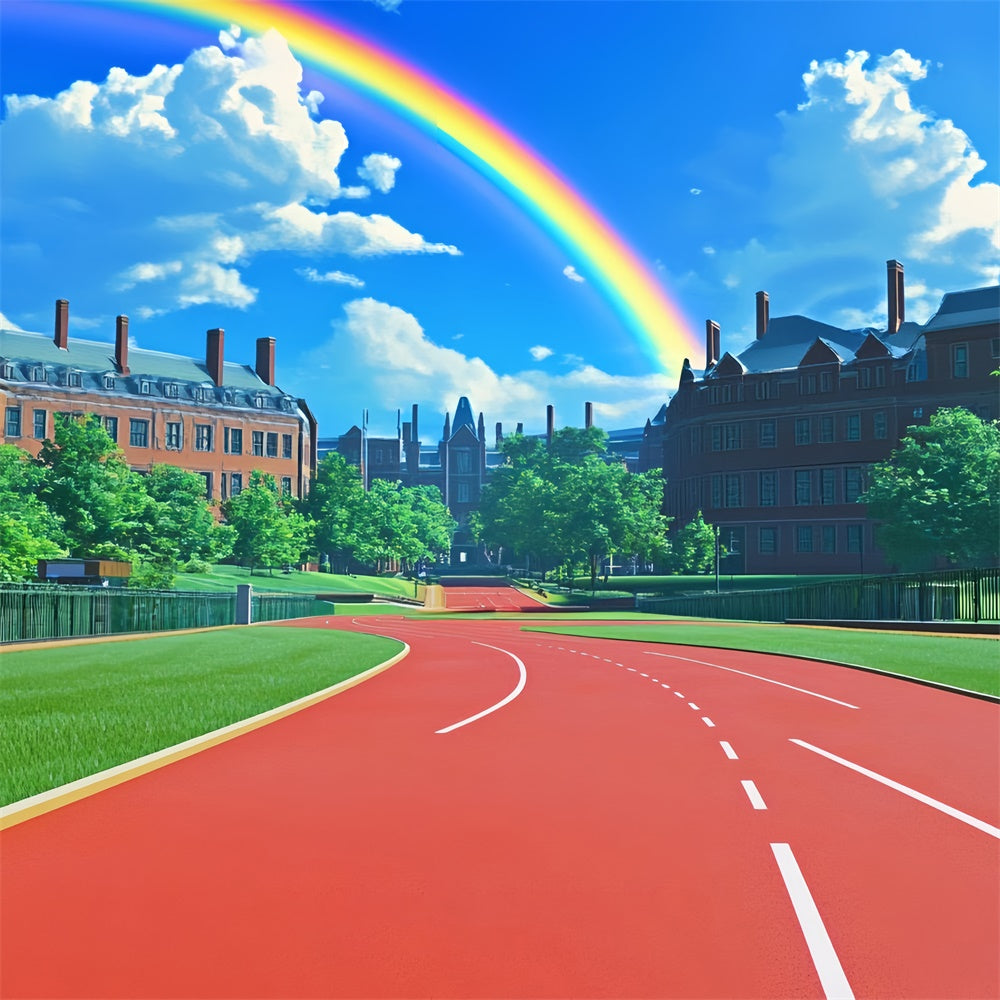 School Backdrop Rainbow Campus Red Track Backdrop UK BRP57-21