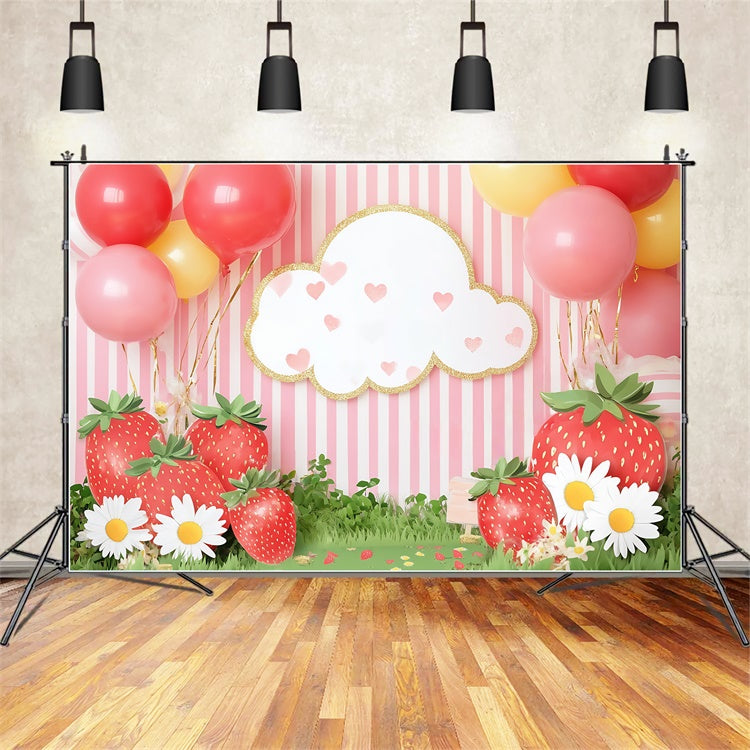 Newborn Backdrop Sweet Strawberry Balloon Backdrop UK BRP57-254