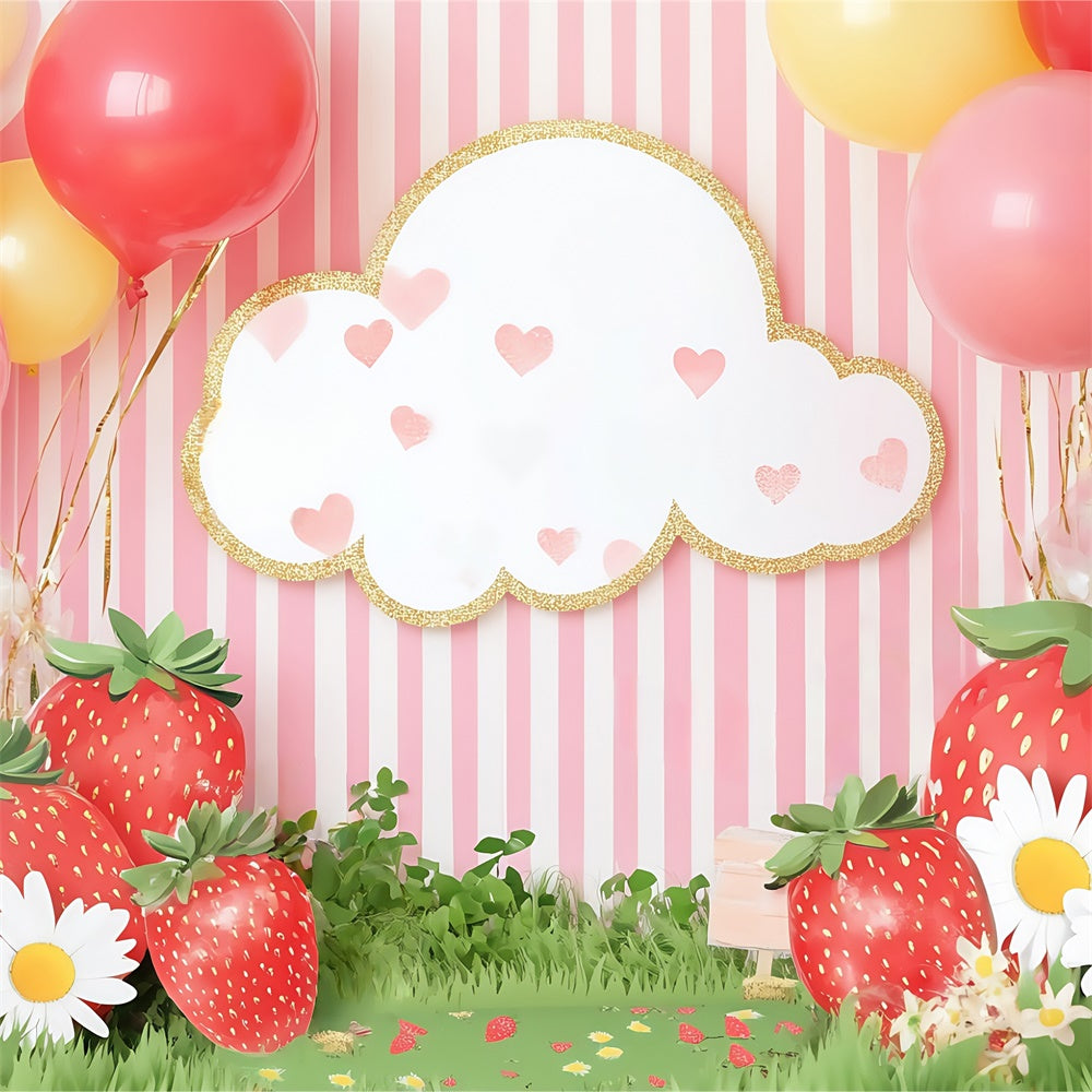 Newborn Backdrop Sweet Strawberry Balloon Backdrop UK BRP57-254