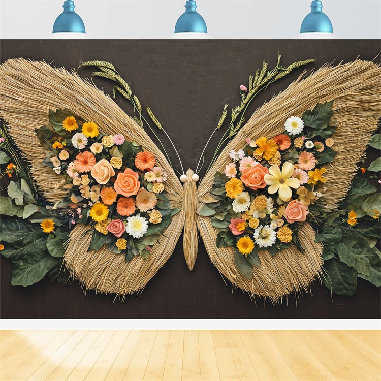 Newborn Backdrop Floral Butterfly Meadow Backdrop UK BRP57-259