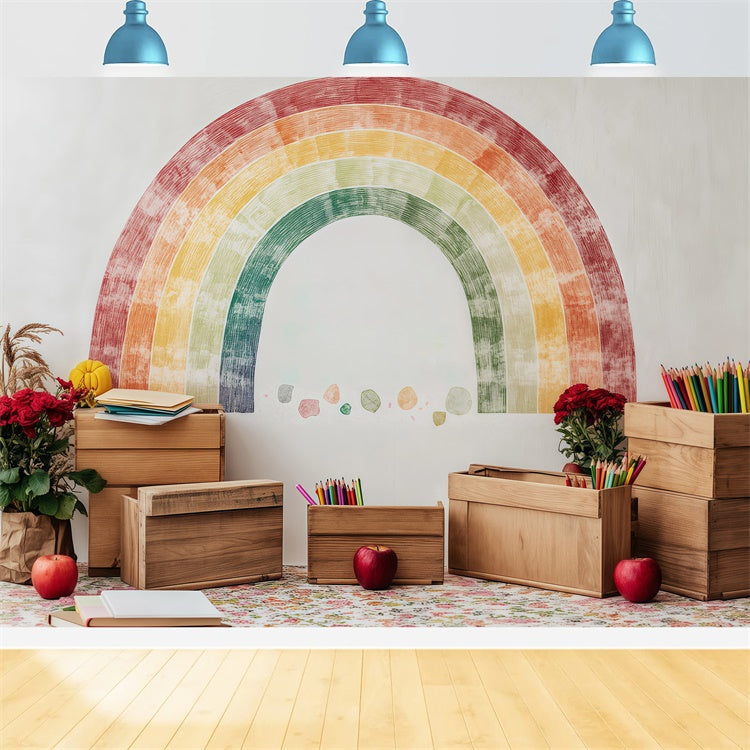 Back To School Backdrop Creative Corner Rainbow Backdrop UK BRP57-28