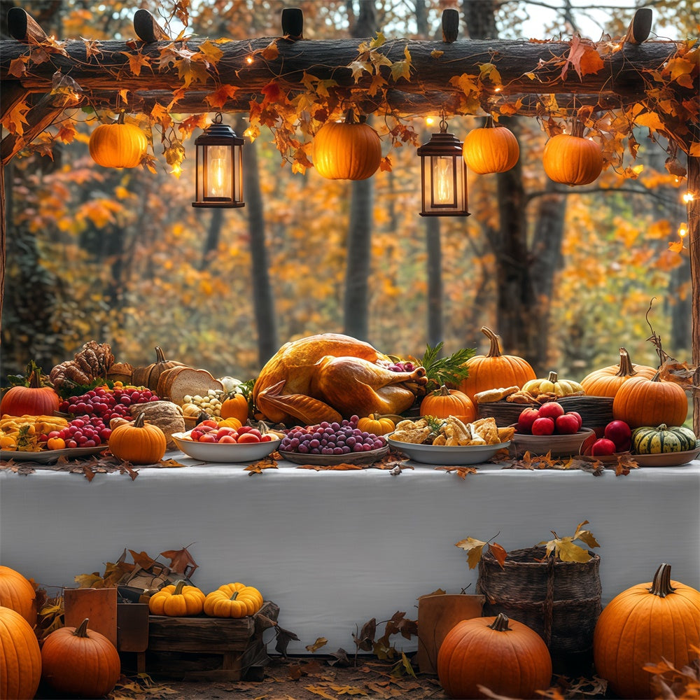 Thanksgiving Backdrop Harvest Table Fall Forest Backdrop UK BRP57-334
