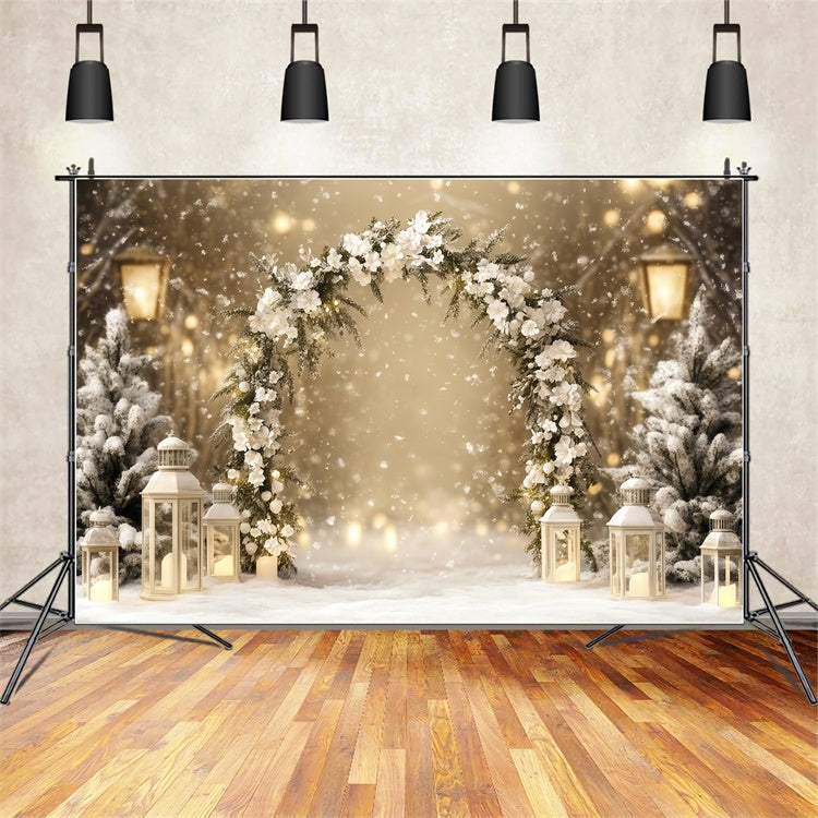 Winter Photo Backdrop Elegance Lantern Path Backdrop UK BRP57-353