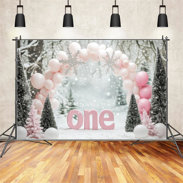 Winter Wonderland Backdrop Balloons 1st Birthday Backdrop UK BRP57-357