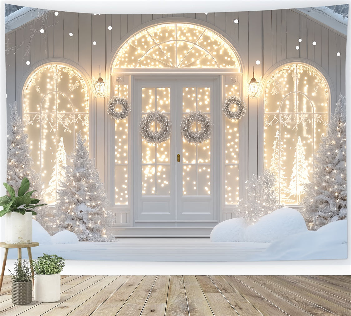 Winter Photo Backdrop Cozy Glow Winter Porch Backdrop UK BRP57-360