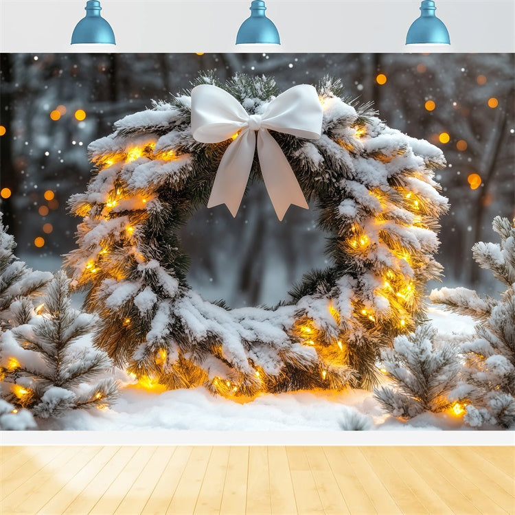 Winter Backdrops Snowy Pines Garland Night Backdrop UK BRP57-362