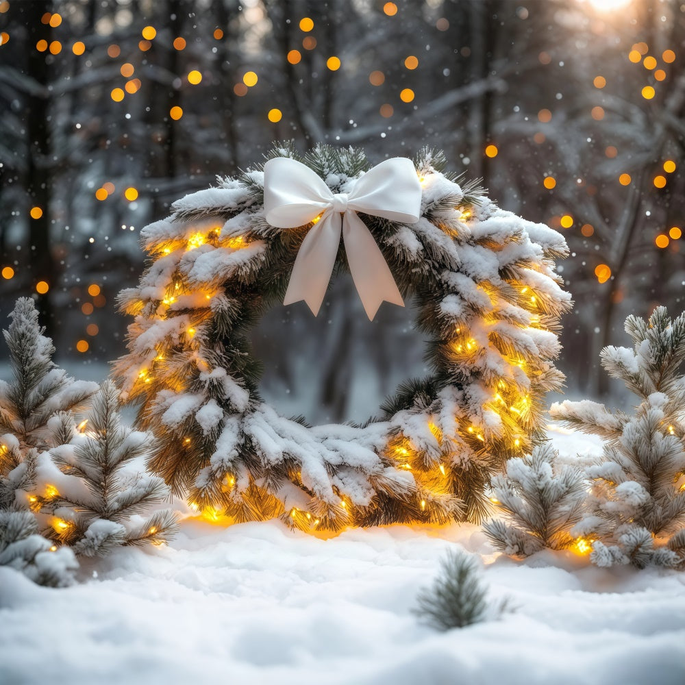 Winter Backdrops Snowy Pines Garland Night Backdrop UK BRP57-362